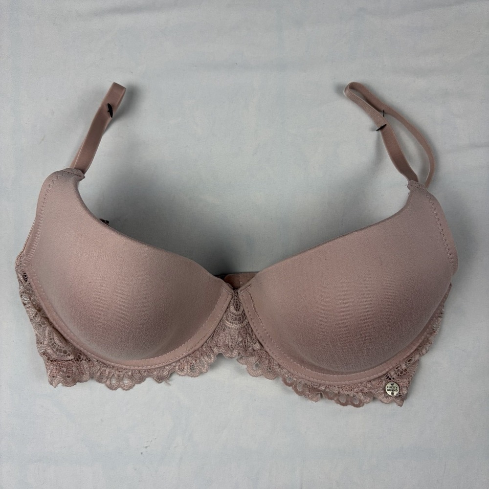 Lucky Brand Women's Lace Bra Muted Nude Pink Size 34C NWOT‎